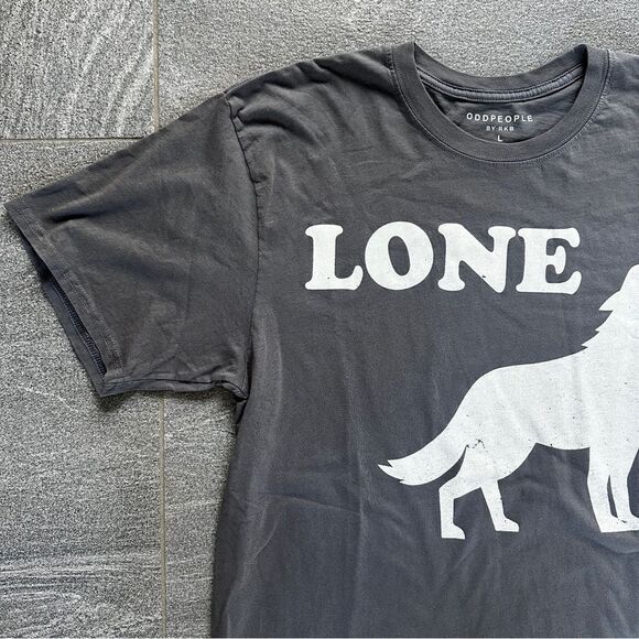 NWOT Lone Wolf Recycled Karma x ODDPEOPLE Graphic Unisex Tee Shirt Grey Large - Picture 3 of 13
